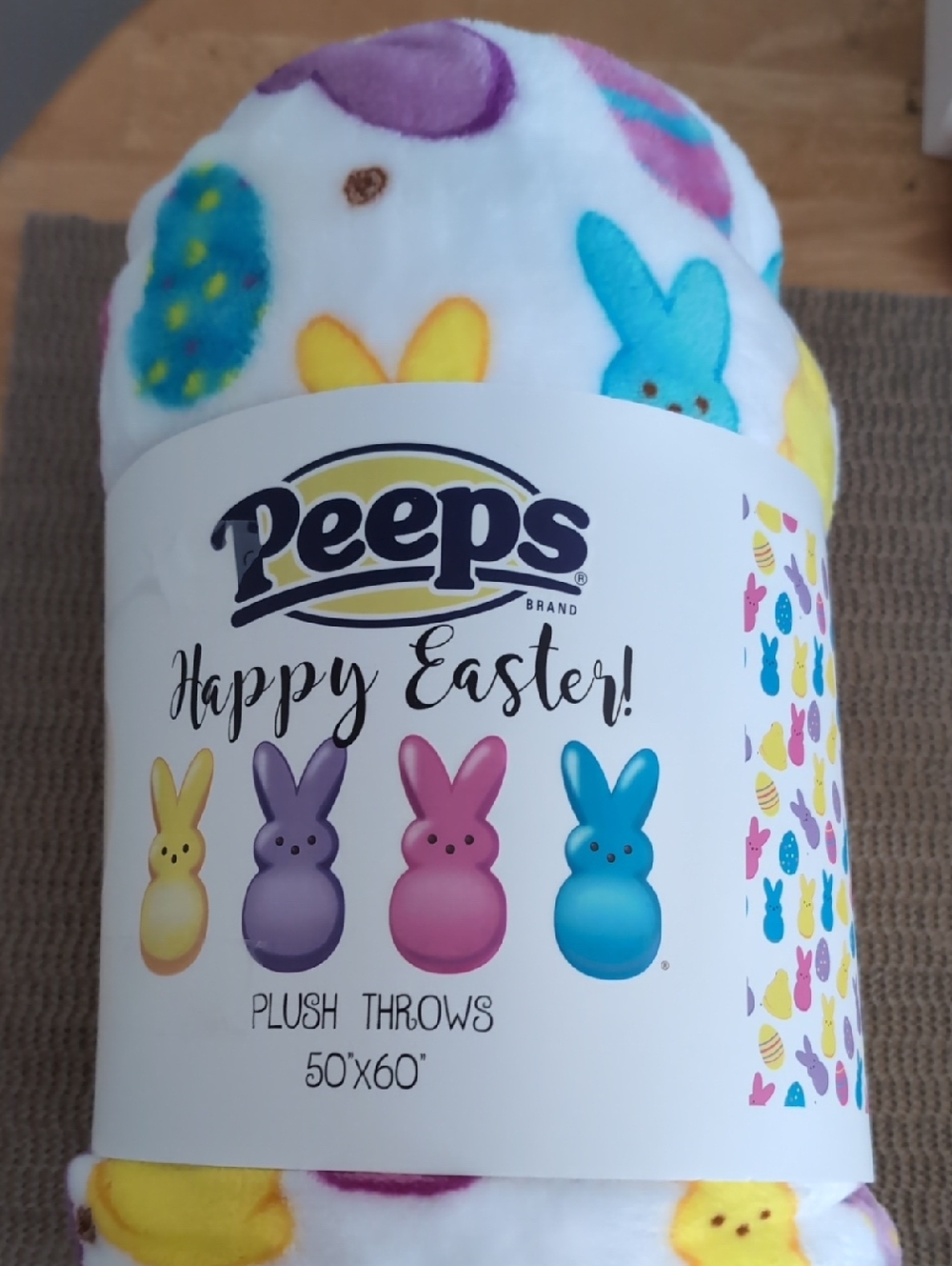 Happy Easter Plush Throw Blanket Peeps Bunny New